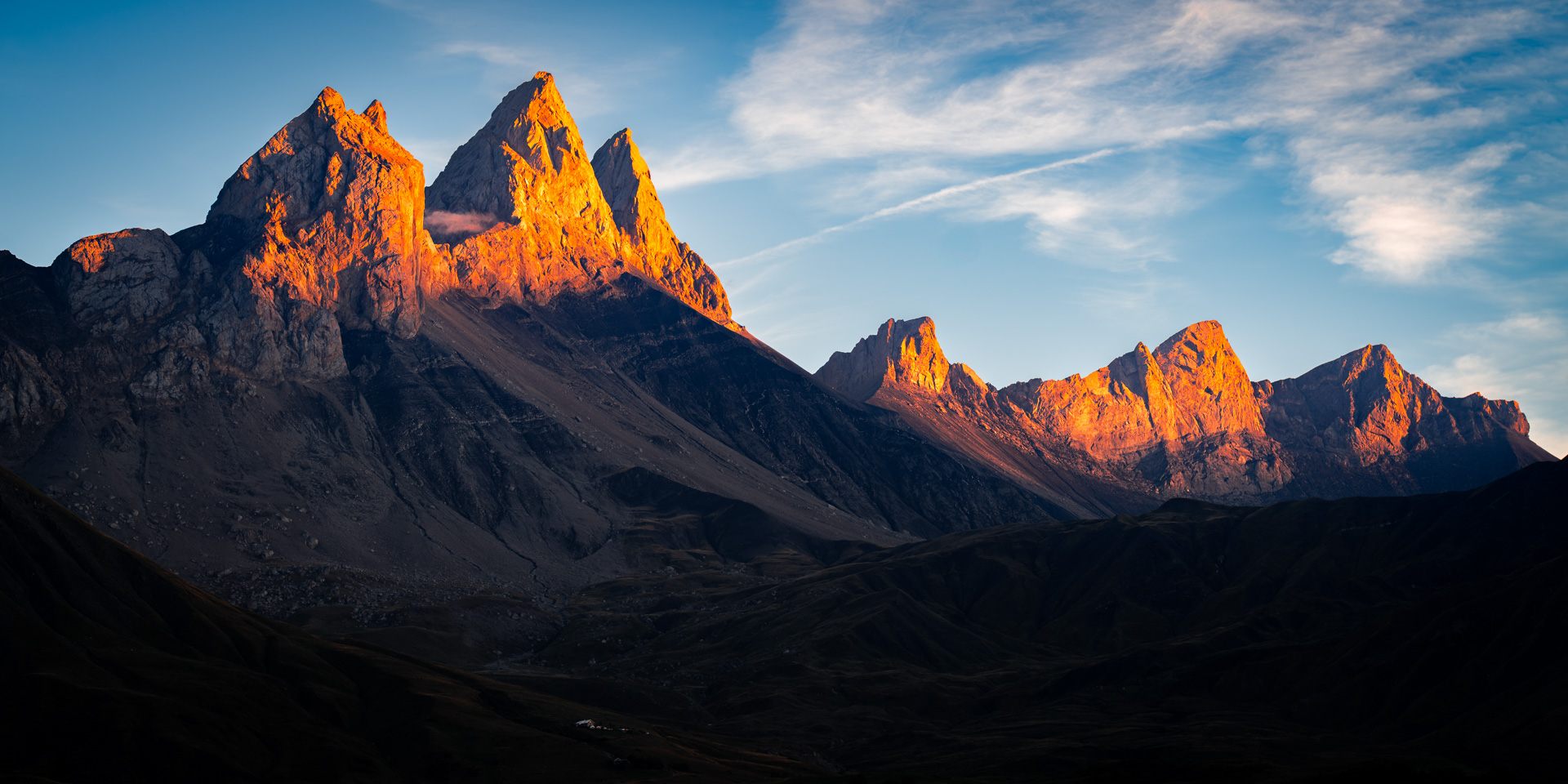 Coucher de soleil Aiguilles d'Arves et Saussaz