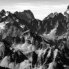 Massif des Écrins en noir et blanc, Alpes